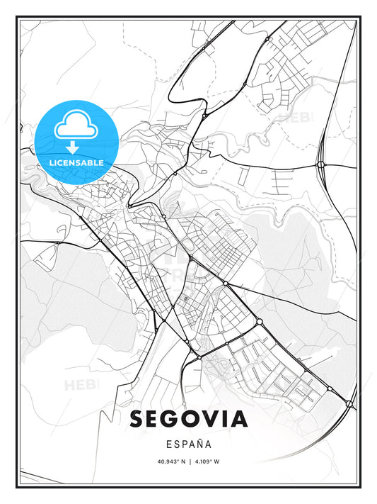 Segovia, Spain, Modern Print Template in Various Formats - HEBSTREITS Sketches
