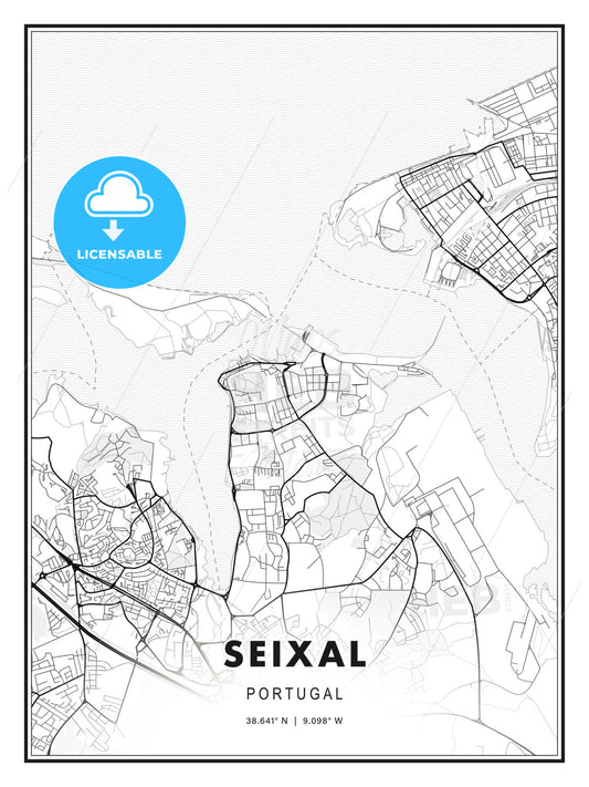 Seixal, Portugal, Modern Print Template in Various Formats - HEBSTREITS Sketches