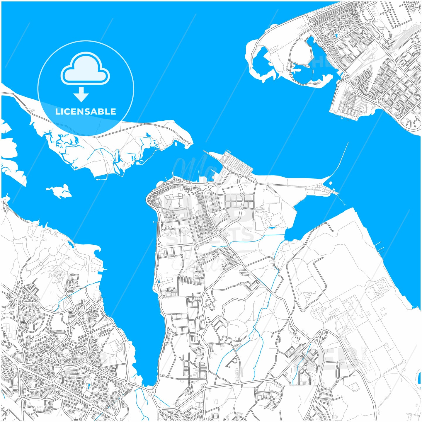 Seixal, Setúbal, Portugal, city map with high quality roads.