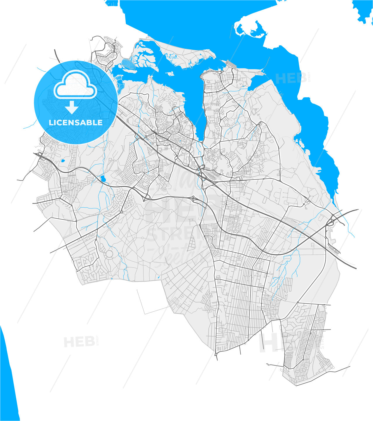 Seixal, Setúbal, Portugal, high quality vector map