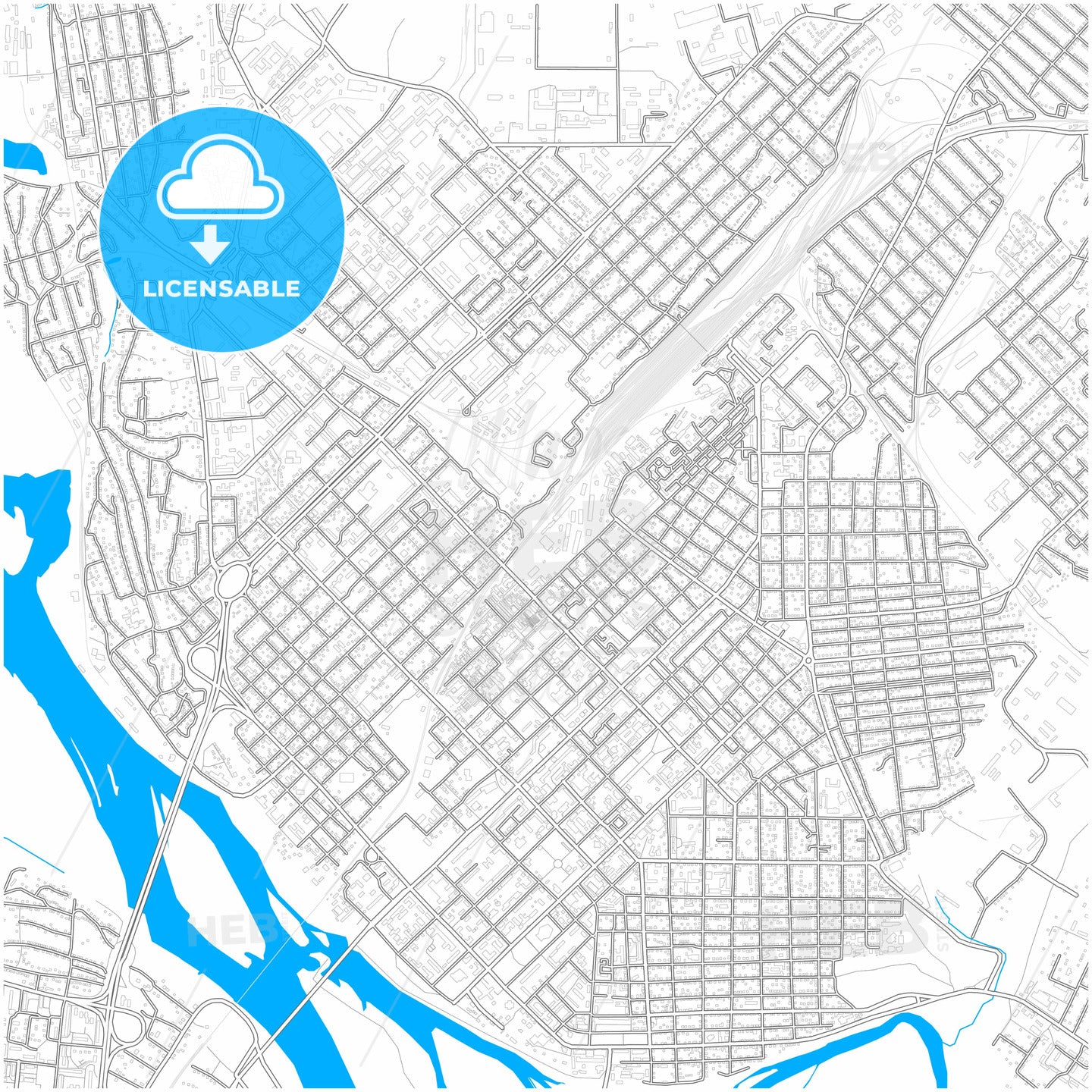 Semey, East Kazakhstan Region, Kazakhstan, city map with high quality roads.