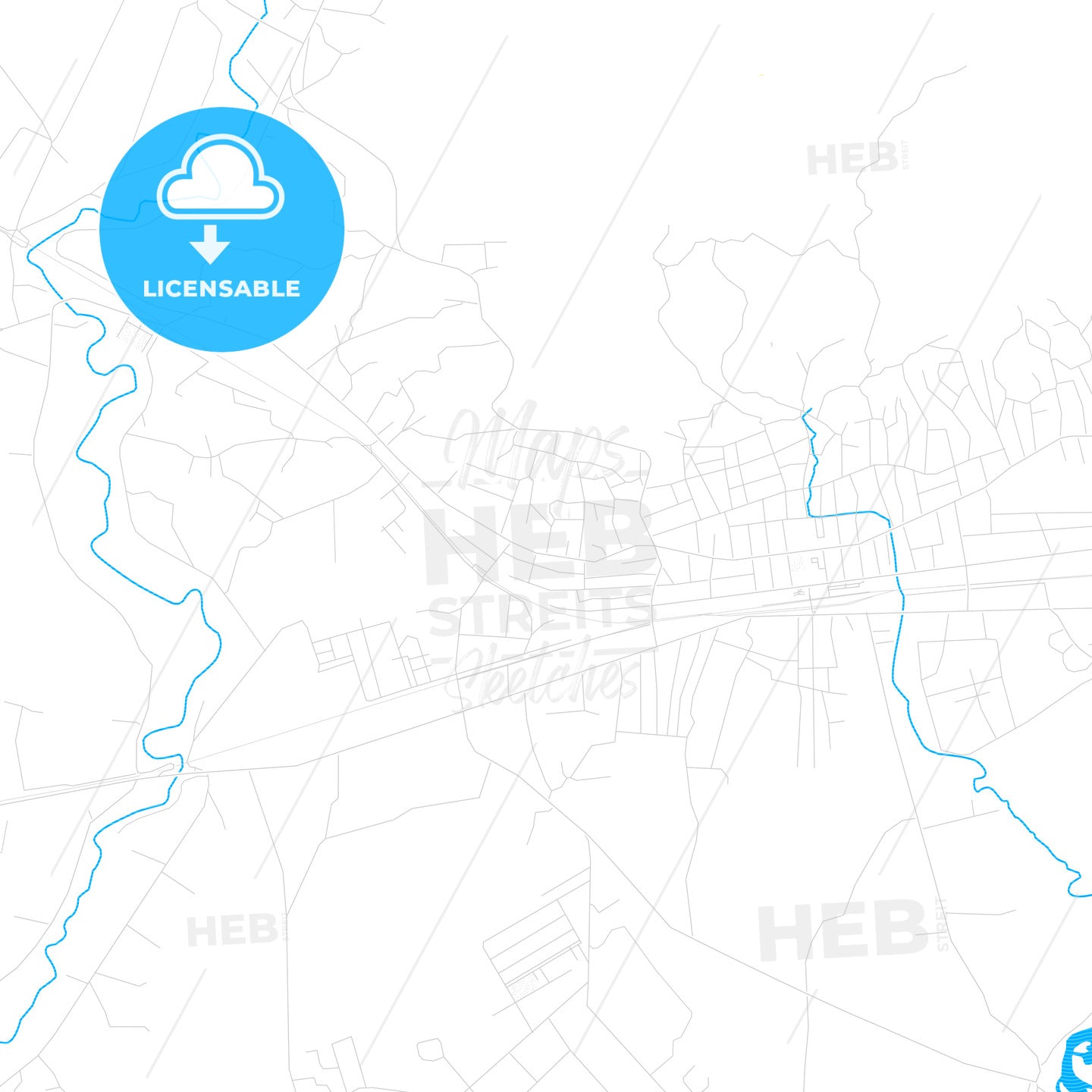 Senaki, Georgia PDF vector map with water in focus