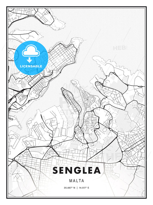 Senglea, Malta, Modern Print Template in Various Formats - HEBSTREITS Sketches
