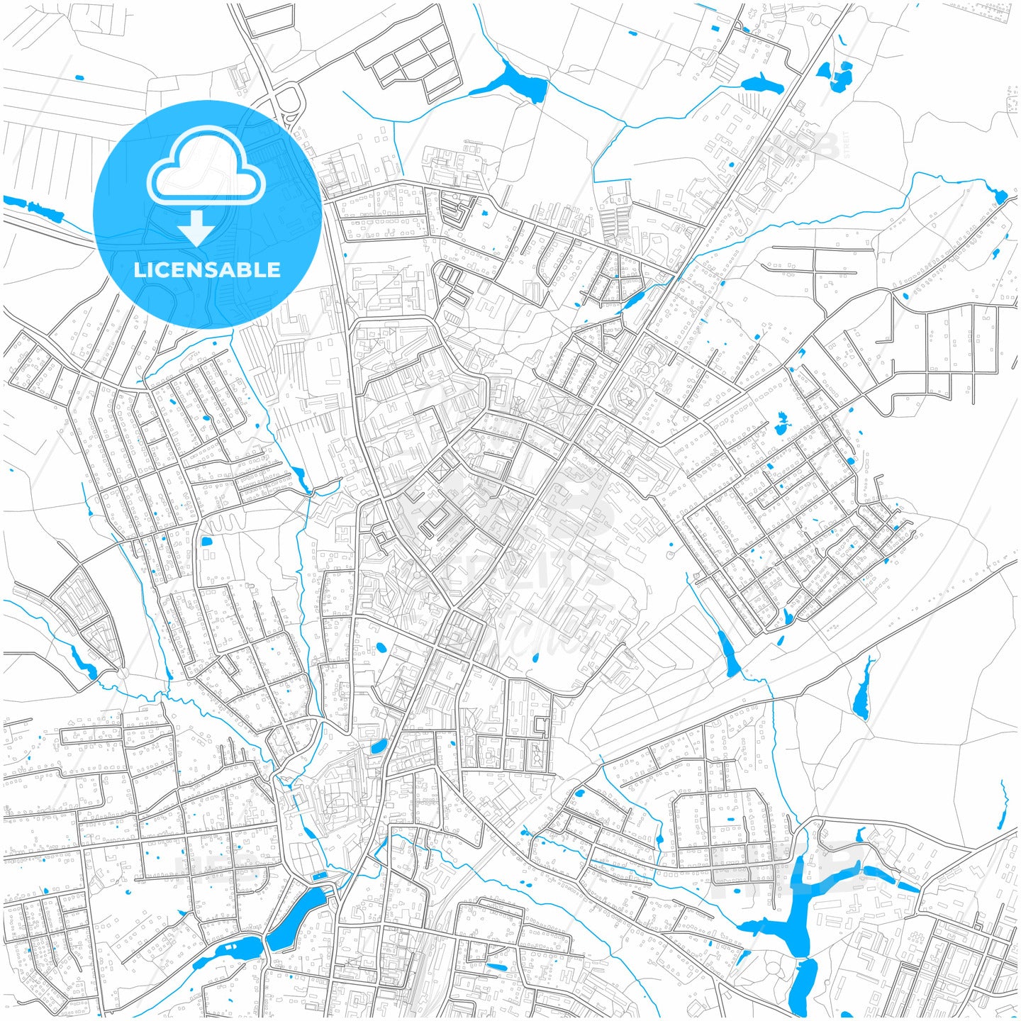 Sergiyev Posad, Moscow Oblast, Russia, city map with high quality roads.