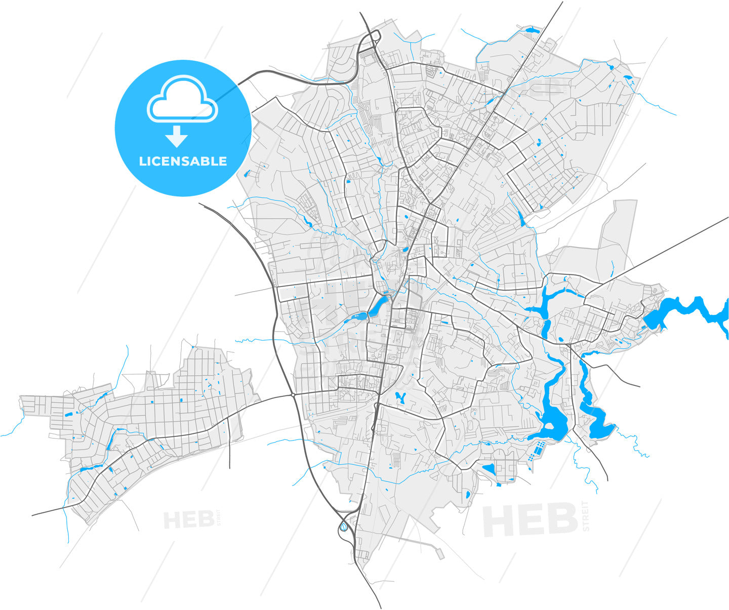 Sergiyev Posad, Moscow Oblast, Russia, high quality vector map