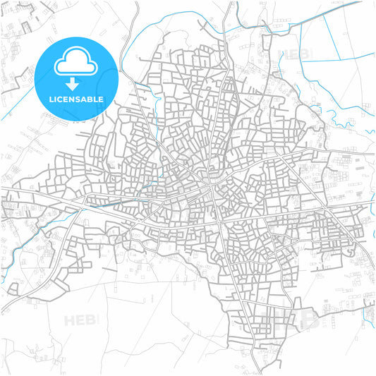 Serik, Antalya, Turkey, city map with high quality roads.