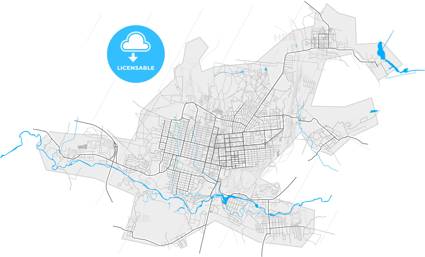 Serov, Sverdlovsk Oblast, Russia, high quality vector map