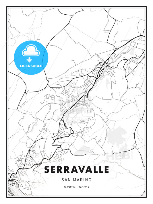 Serravalle, San Marino, Modern Print Template in Various Formats - HEBSTREITS Sketches