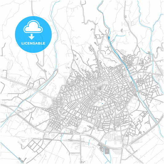 Serres, Central Macedonia, Greece, city map with high quality roads.