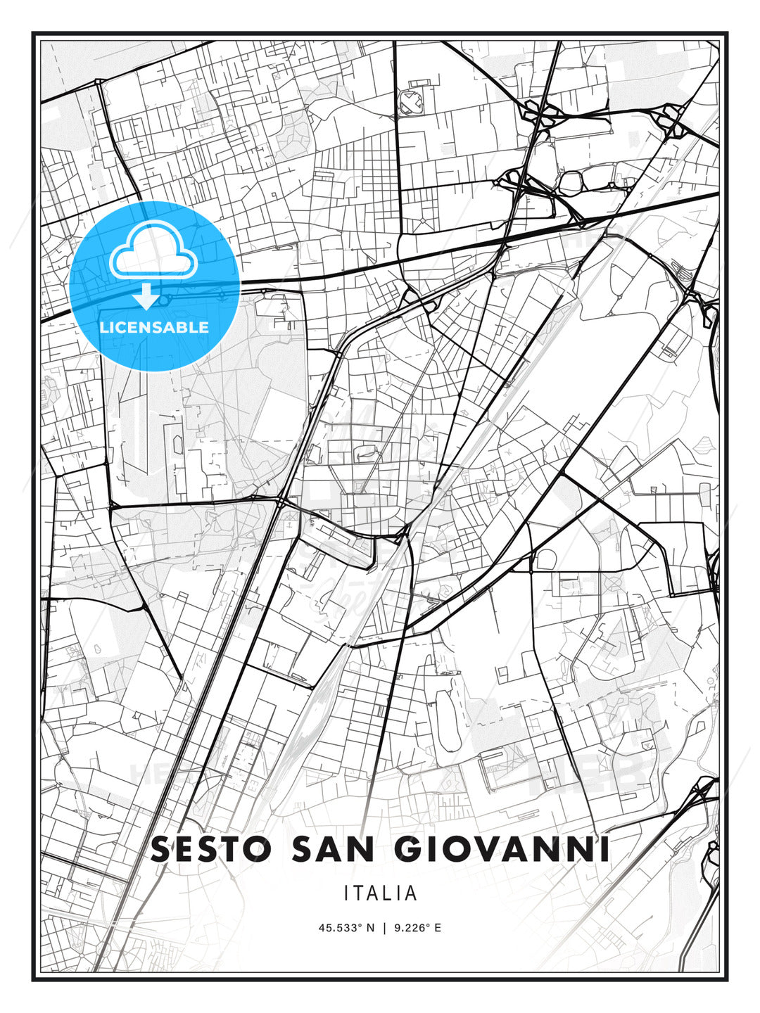 Sesto San Giovanni, Italy, Modern Print Template in Various Formats - HEBSTREITS Sketches