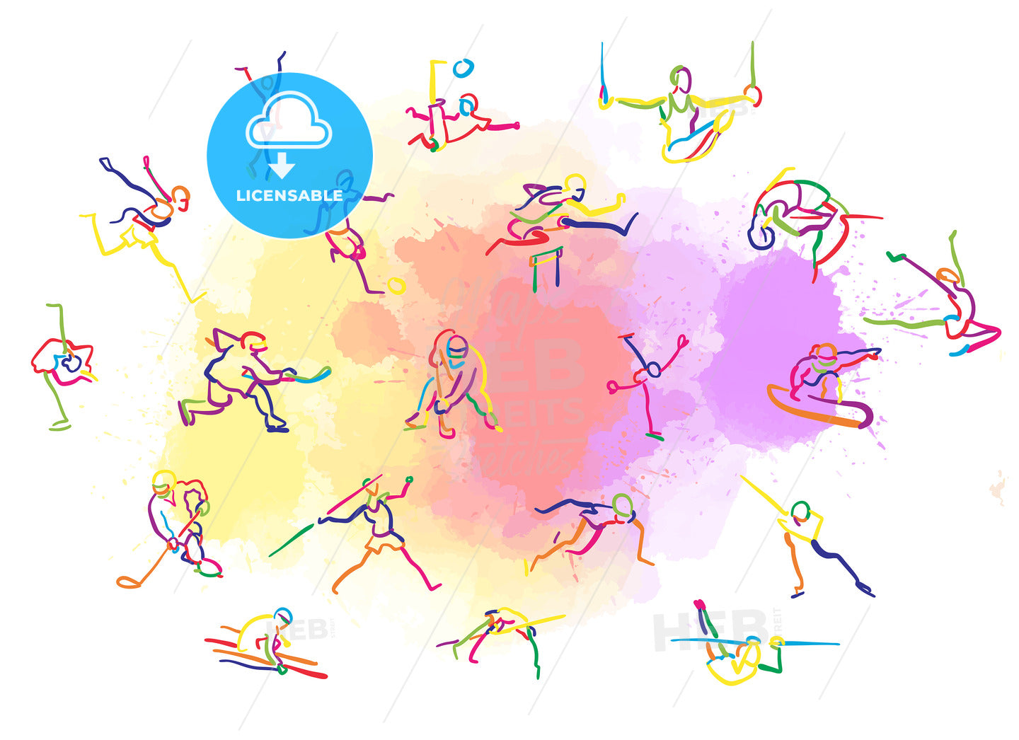 Set of Colorful Stickman Sports – instant download