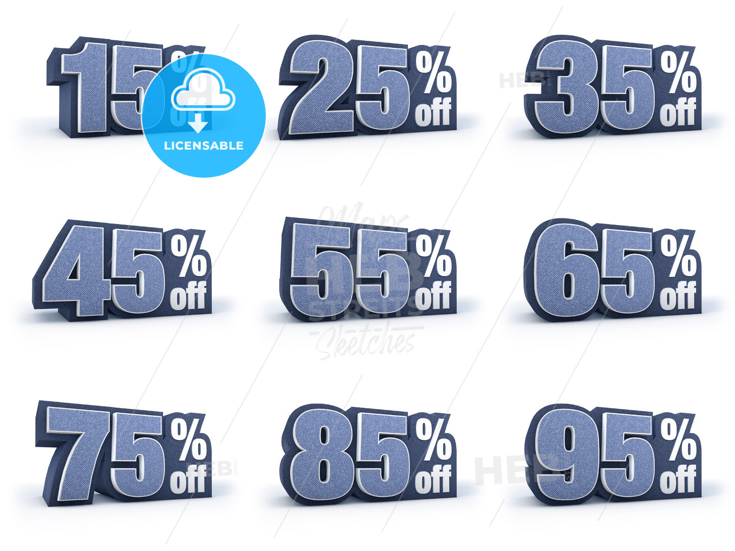 Set of Discount price signs, in 9 variations isolated on white background – instant download