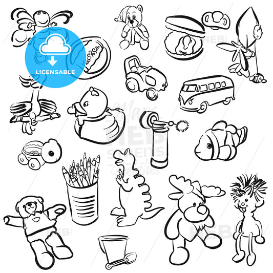 Set of Outlined Baby Doodles – instant download
