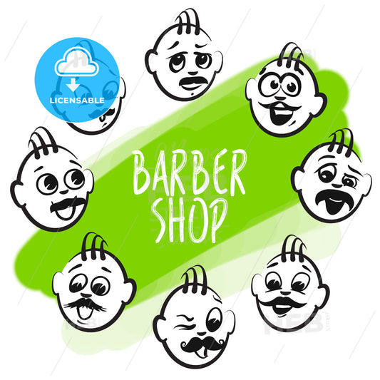 Set of barber shop faces – instant download