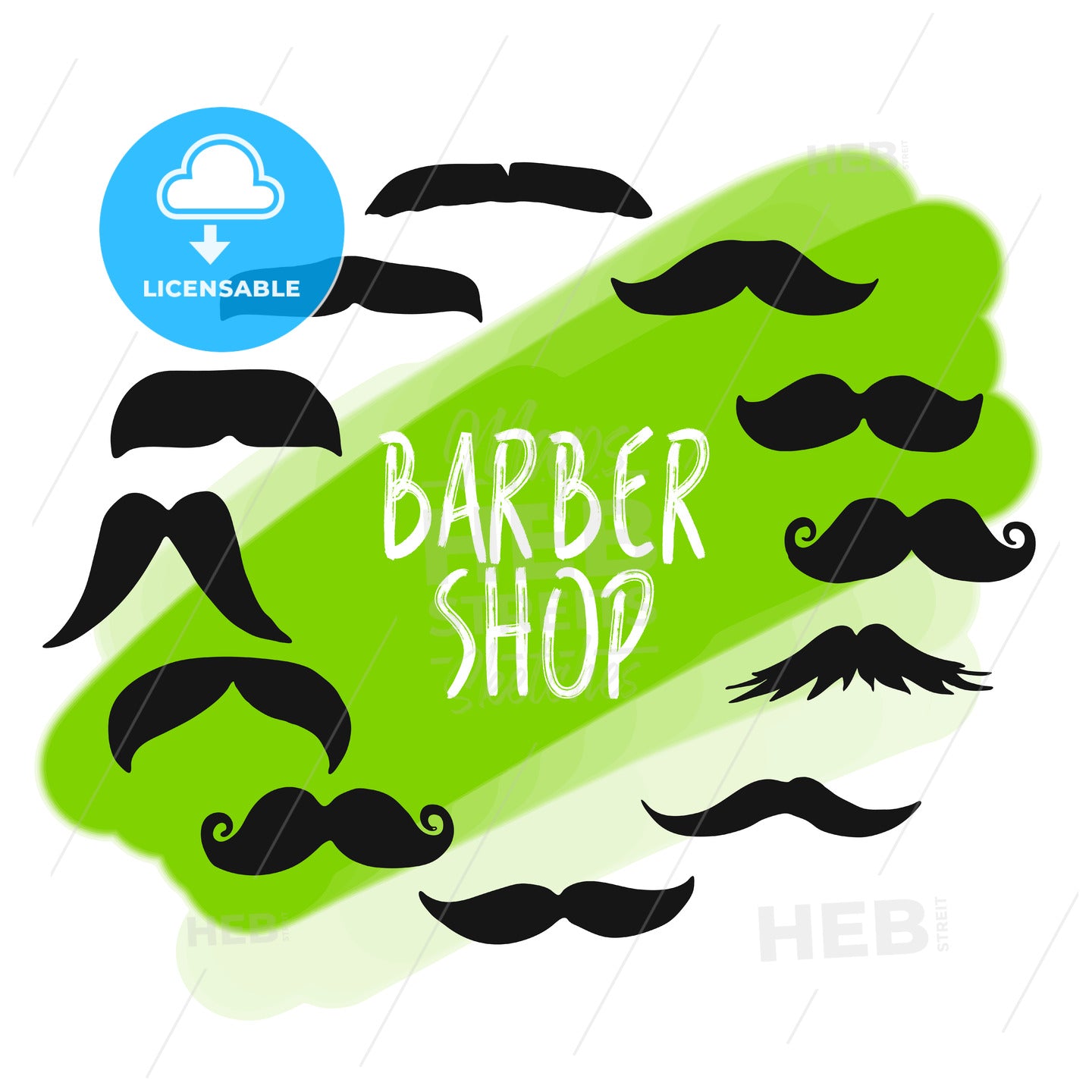 Set of barber shop mustache icons – instant download