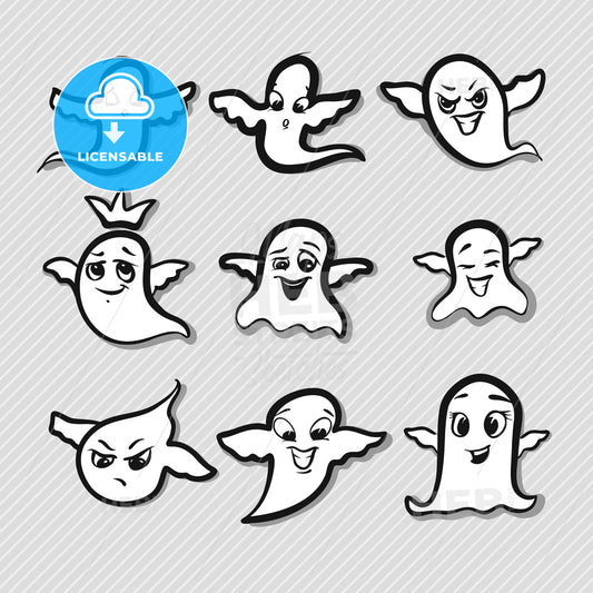 Set of emotional ghost expressions – instant download