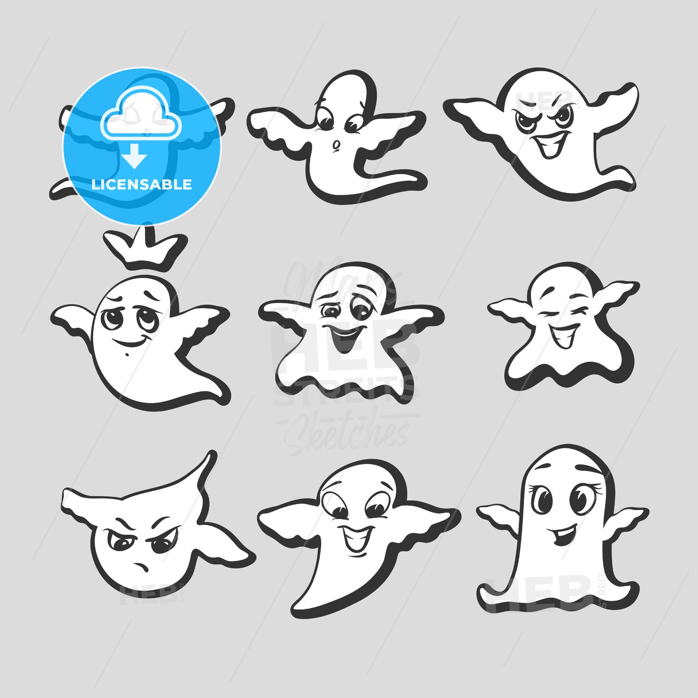 Set of emotional ghosts – instant download