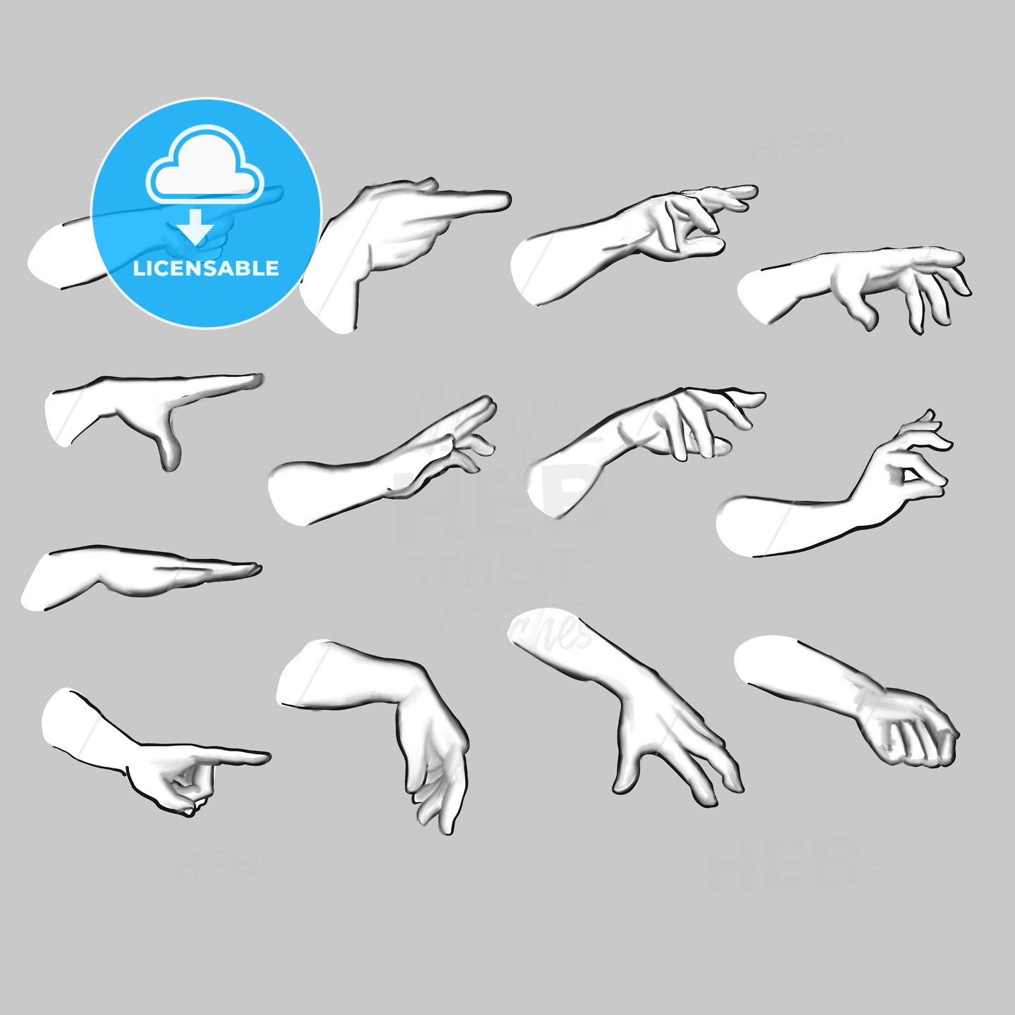 Set of sketched hands – instant download