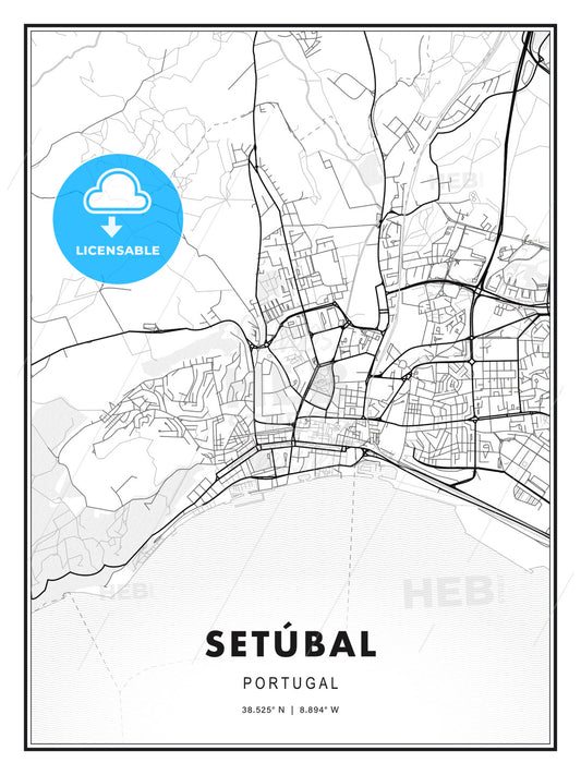 Setúbal, Portugal, Modern Print Template in Various Formats - HEBSTREITS Sketches