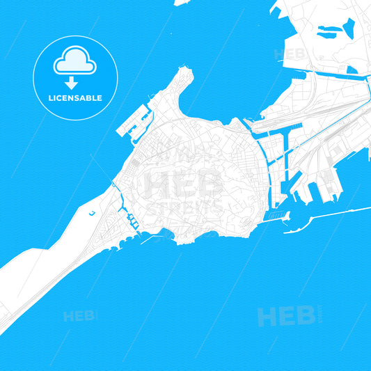 Sète, France PDF vector map with water in focus