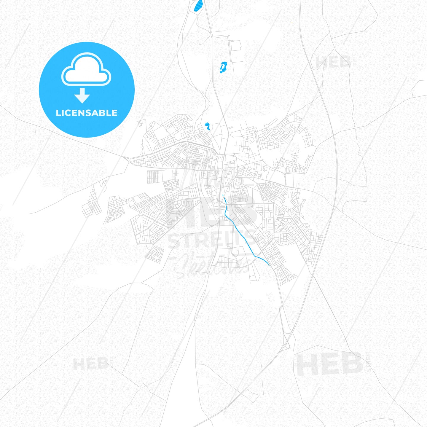 Settat, Morocco PDF vector map with water in focus