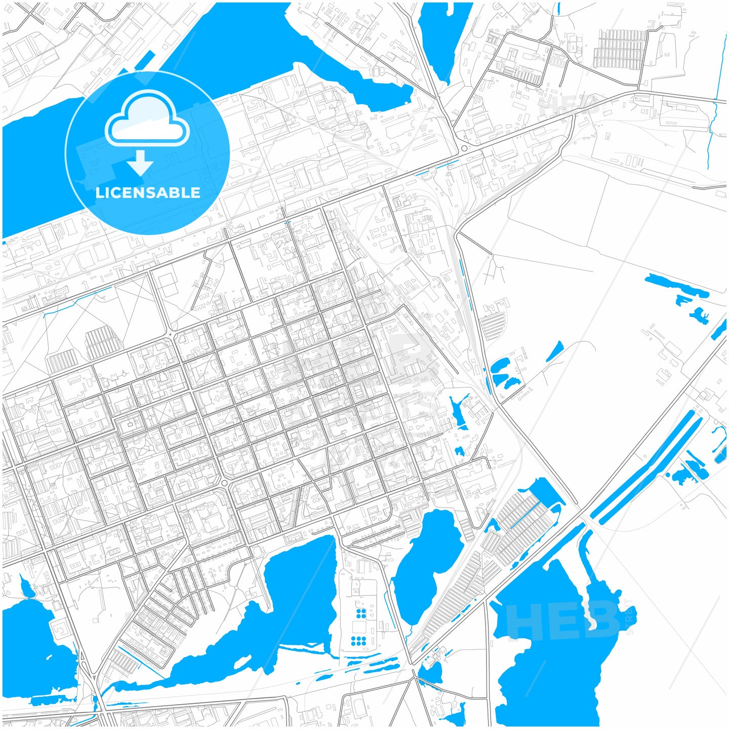 Severodvinsk, Arkhangelsk Oblast, Russia, city map with high quality roads.