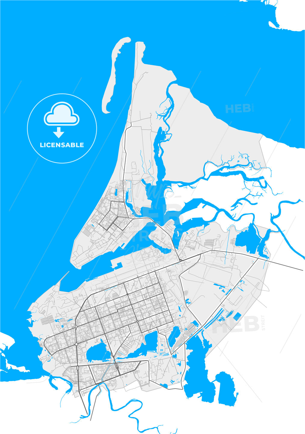 Severodvinsk, Arkhangelsk Oblast, Russia, high quality vector map