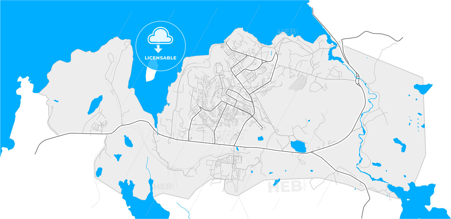 Severomorsk, Murmansk Oblast, Russia, high quality vector map