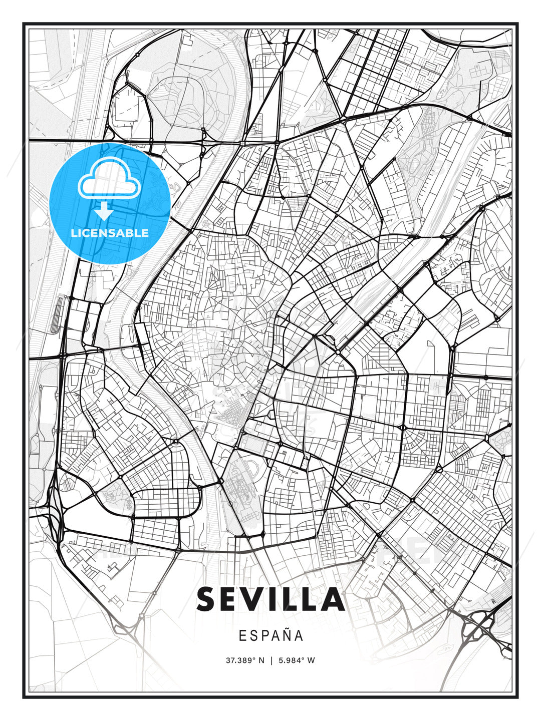 Sevilla, Spain, Modern Print Template in Various Formats - HEBSTREITS Sketches