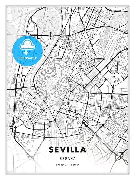 Sevilla, Spain, Modern Print Template in Various Formats - HEBSTREITS Sketches