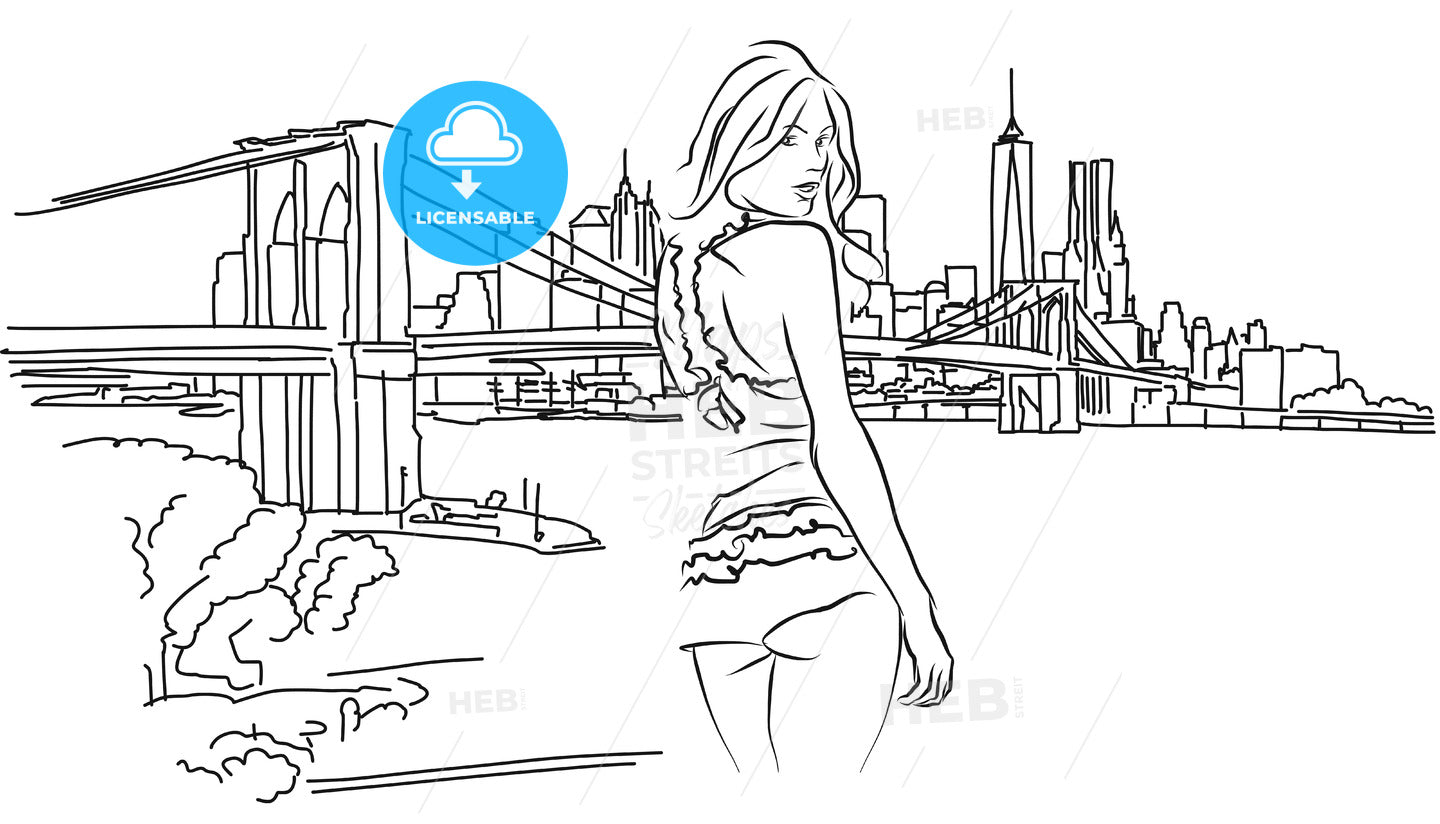 Sexy Girl in a lace lingerie in Front of New York Skyline – instant download