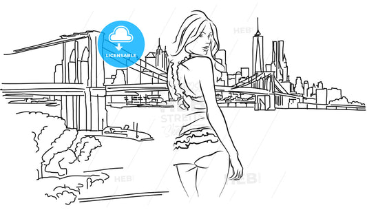 Sexy Girl in a lace lingerie in Front of New York Skyline – instant download