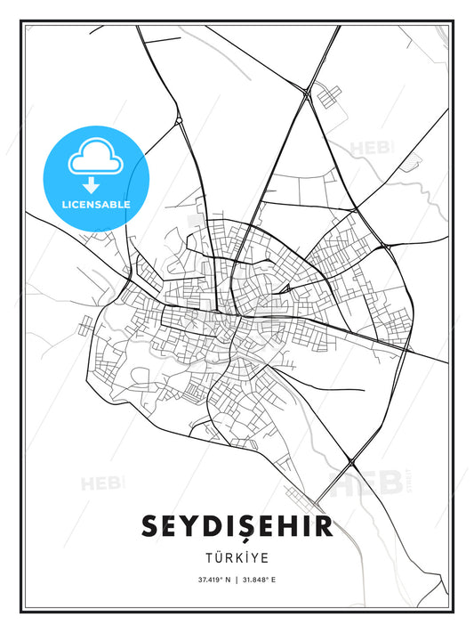 Seydişehir, Turkey, Modern Print Template in Various Formats - HEBSTREITS Sketches