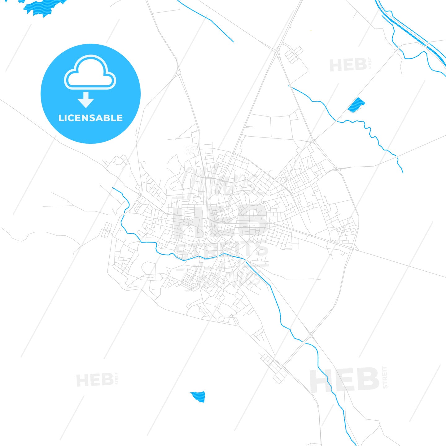 Seydişehir, Turkey PDF vector map with water in focus