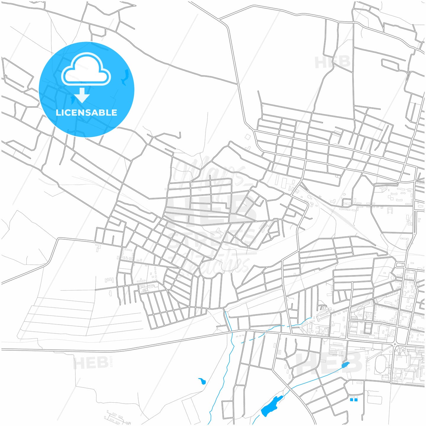 Shakhtarsk, Donetsk Oblast, Ukraine, city map with high quality roads.