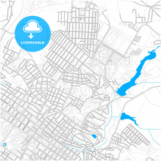 Shakhty, Rostov Oblast, Russia, city map with high quality roads.