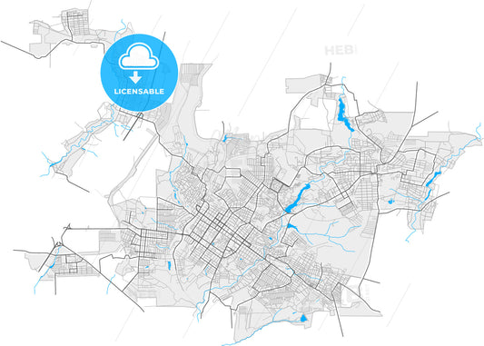 Shakhty, Rostov Oblast, Russia, high quality vector map