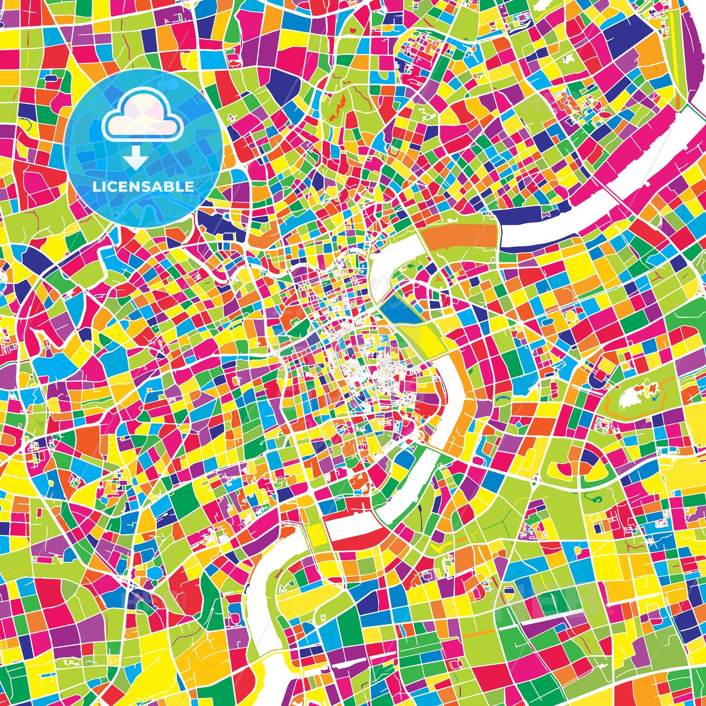 Shanghai, China, colorful vector map