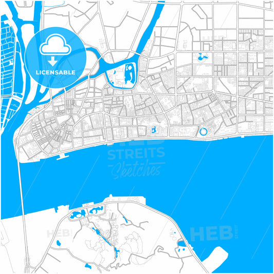 Shantou, Guangdong, China, city map with high quality roads.