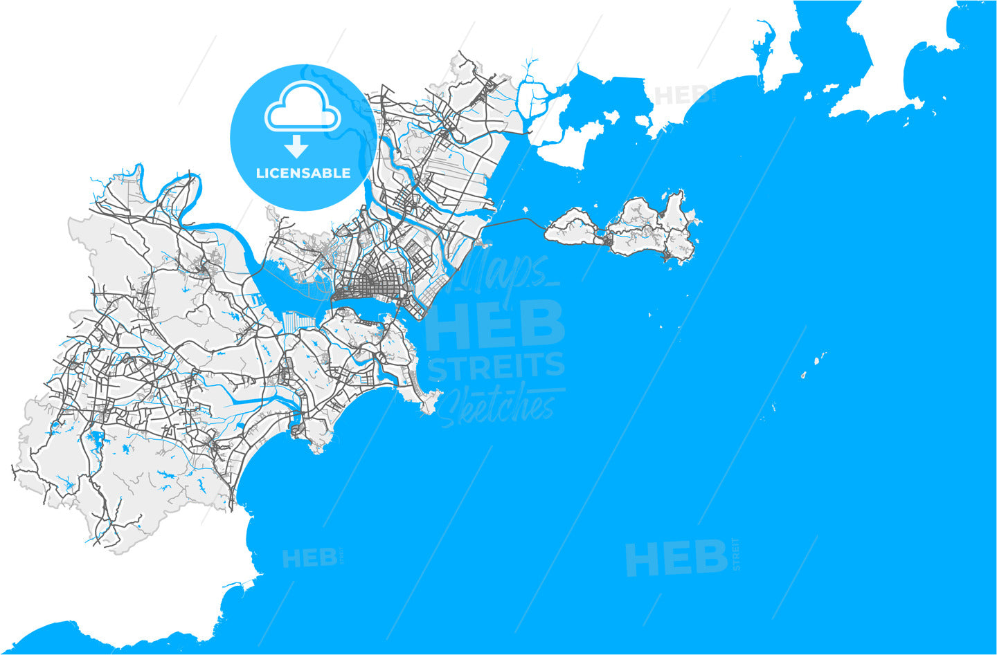 Shantou, Guangdong, China, high quality vector map