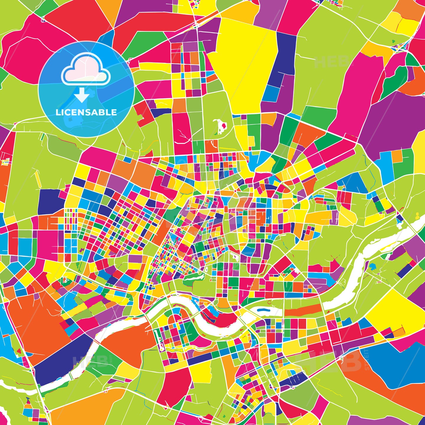 Shenyang, China, colorful vector map