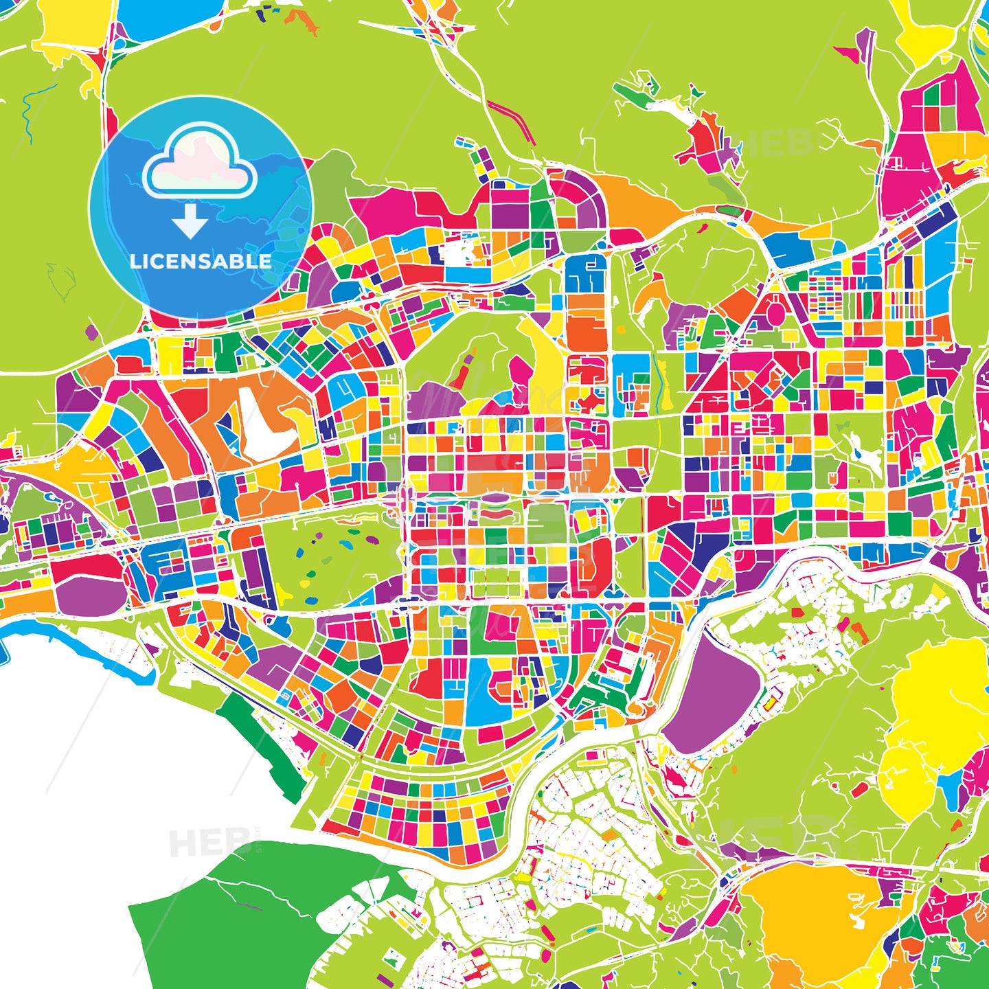 Shenzhen, China, colorful vector map