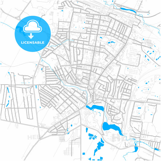 Shepetivka, Khmelnytskyi Oblast, Ukraine, city map with high quality roads.