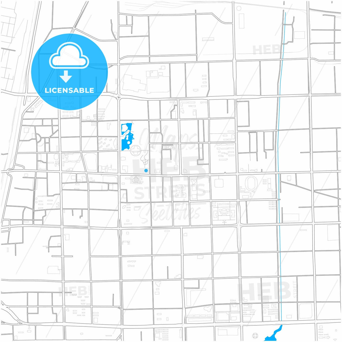 Shijiazhuang, Hebei, China, city map with high quality roads.