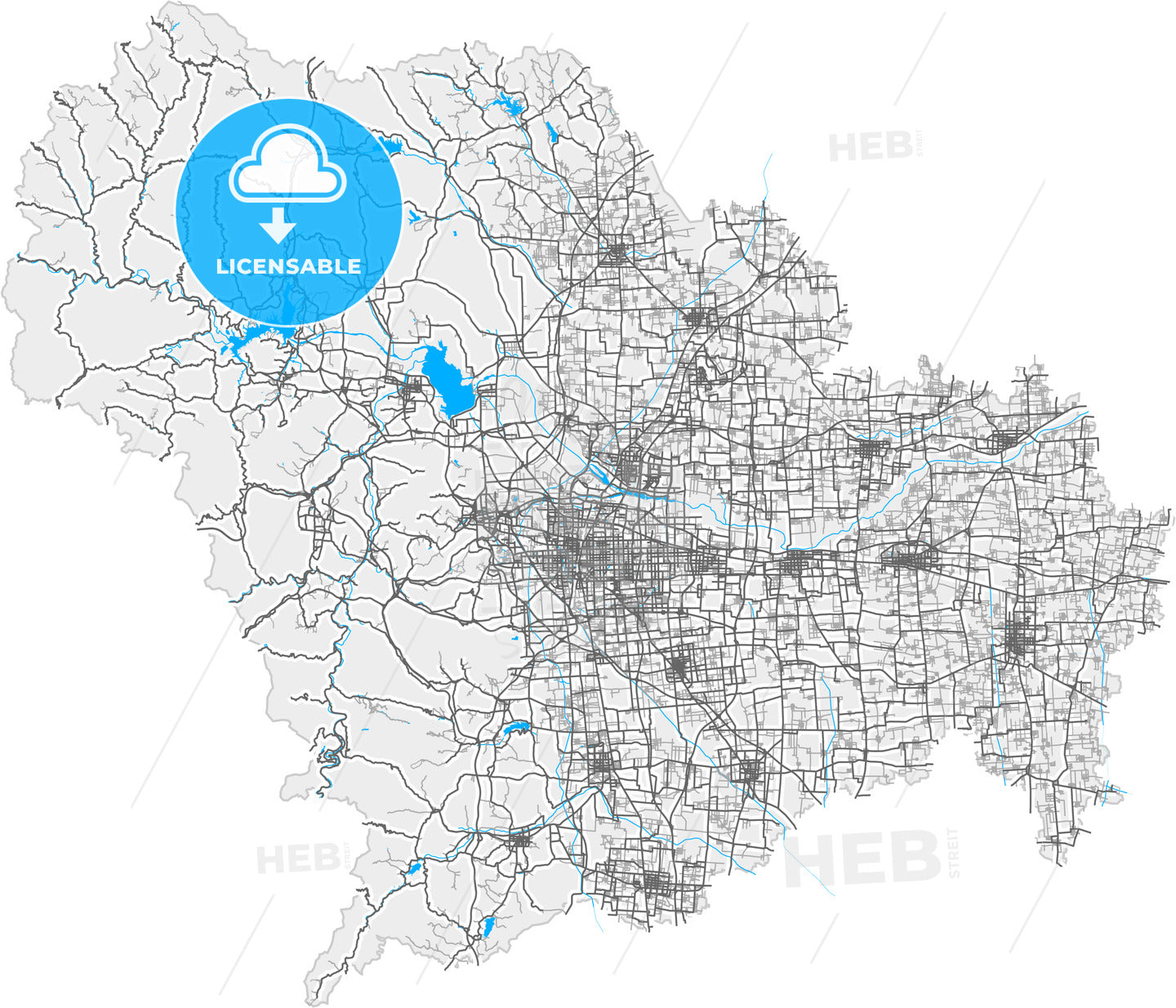 Shijiazhuang, Hebei, China, high quality vector map