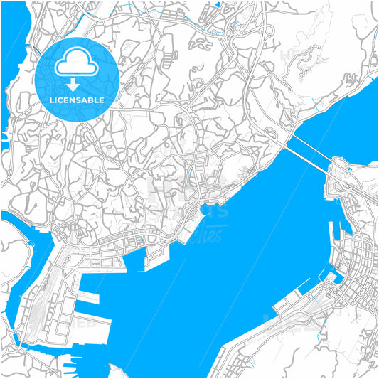 Shimonoseki, Yamaguchi, Japan, city map with high quality roads.