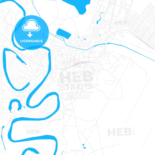 Shirvan, Azerbaijan PDF vector map with water in focus