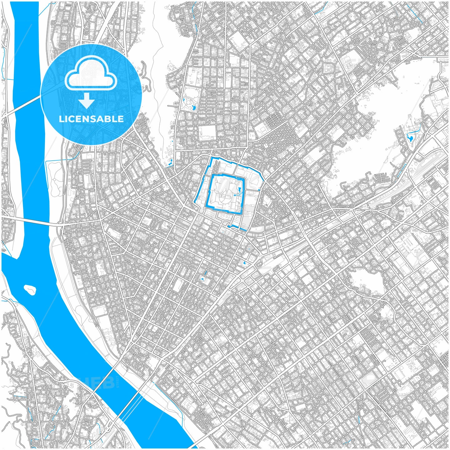 Shizuoka, Shizuoka, Japan, city map with high quality roads.