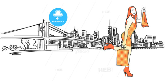 Shopping Queen in Front of New York Panorama – instant download