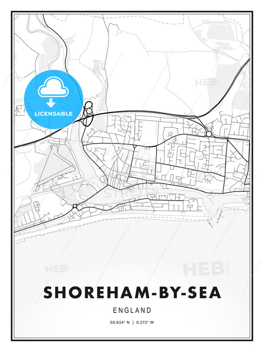 Shoreham-by-Sea, England, Modern Print Template in Various Formats - HEBSTREITS Sketches